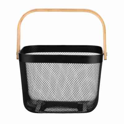 Фруктовница Ardesto Midori з ручкою 25х24.5х18см, метал, дерево, чорний (AR0901B) Винница