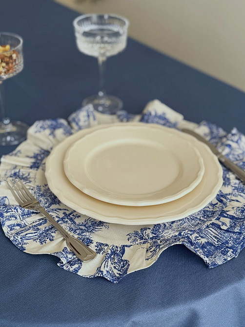 Ecotton Серветка сервірувальна з рюшами Ecotton Italiano Blue 43х43 водовідштовхуюча Коломия - фото 1