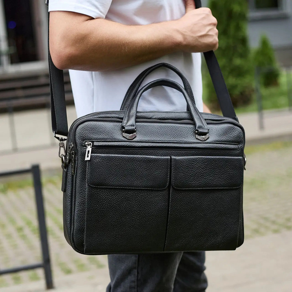 Мужская кожаная деловая сумка портфель для вещей и документов Tiding Bag Горизонтальная кожаная мужская сумка Киев - изображение 2