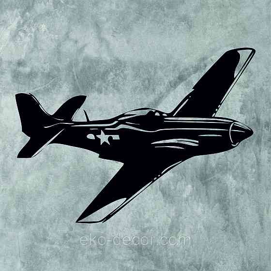 Декоративное настенное Панно «Самолет», Декор на стену 70*51 см, Черный, Ручная работа Киев