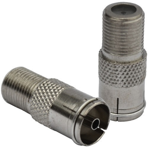 Перехідник антенний, гніздо ТВ (кільце) — гніздо F, корпус метал Полтава - фото 1