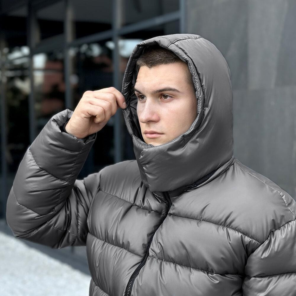 Чоловіча зимова куртка Пуховик Pobedov Snowfall Тепла з капюшоном зима темно-сіра Одеса - фото 6