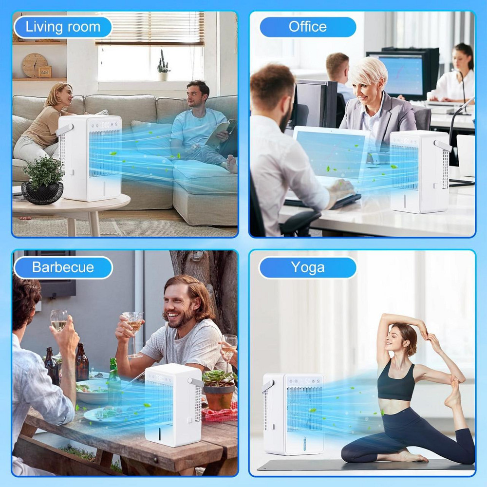 Портативний кондиціонер HONMICON F28 білий 4-в-1 мобільний охолоджувач вентилятор зволожувач 1500мл 10H таймер 5 швидкостей пульт Київ - фото 7