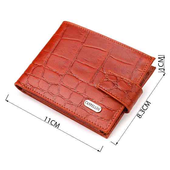 Чоловічий гаманець з натуральної фактурної шкіри CANPELLINI 21510 Світло-коричневий Київ