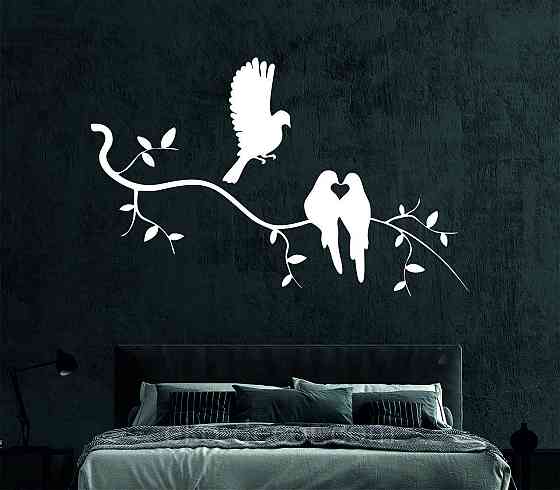 Декоративное настенное Панно «Птичка на ветке», Декор на стену 110*69 см, Белый Киев