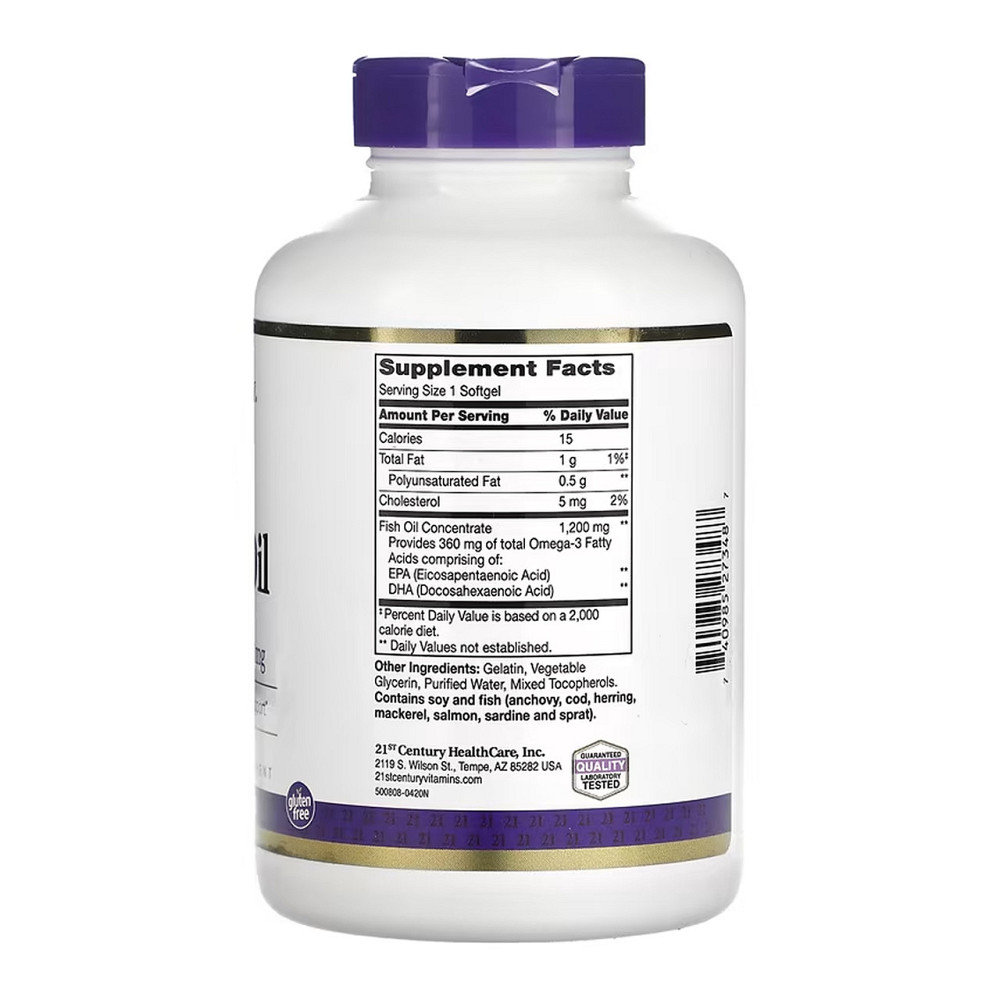 Рыбий жир из омега-3 21st Century Fish Oil 1200 mg 140 гл капс Киев - изображение 2