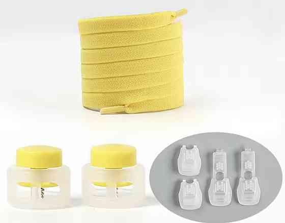 Шнурки еластичні без зав'язок з пластиковими фіксаторами Жовтий Смела