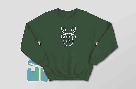 Зелений чоловічий/жіночий Новорічний Світшот. Різдво. Кофта. Реглан . Чернівці