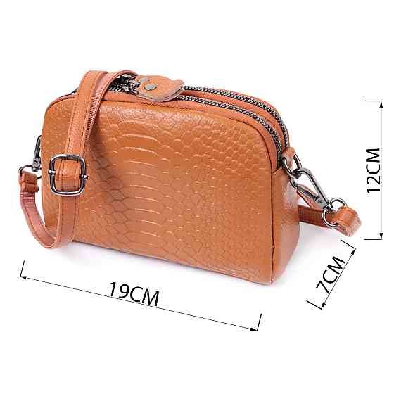 Небольшая сумка для женщин на два отделения из натуральной кожи Vintage 22800 Рыжий Киев