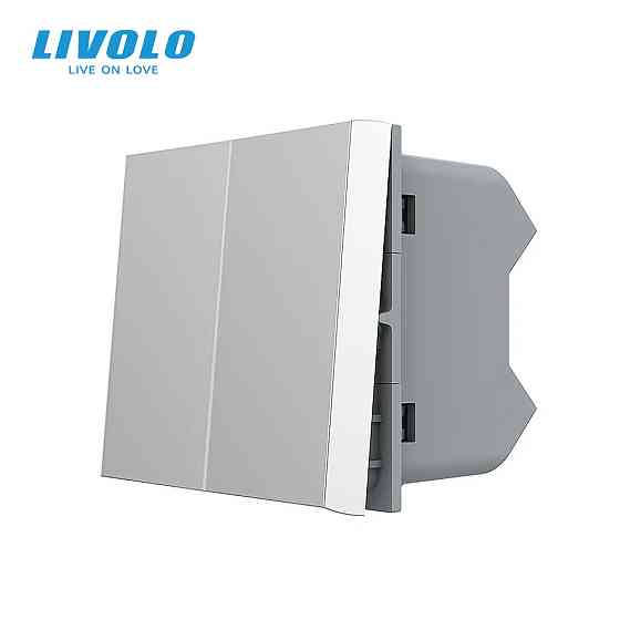 LIVOLO 2-клавішний універсальний вимикач (прохідний / звичайний) LIVOLO, сірий, модуль без рамк Коломия