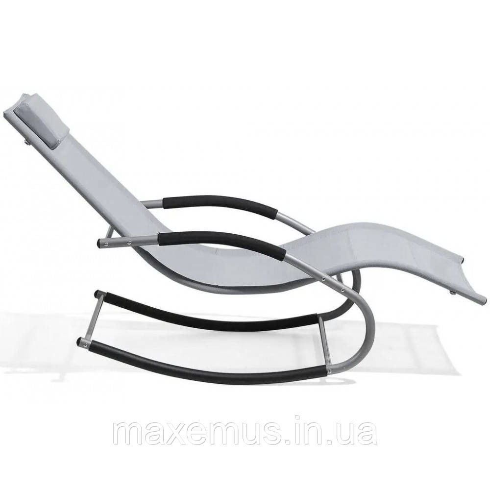 Шезлонг-качалка Bonro BG01 садовый лежак для отдыха серый Мостиска - изображение 5