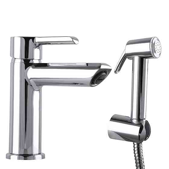 Змішувач для умивальника DOMINO PRESTIGE DPS-222 з гігієничною лійкою, шланг 200 см, на гайці (000020484) Київ