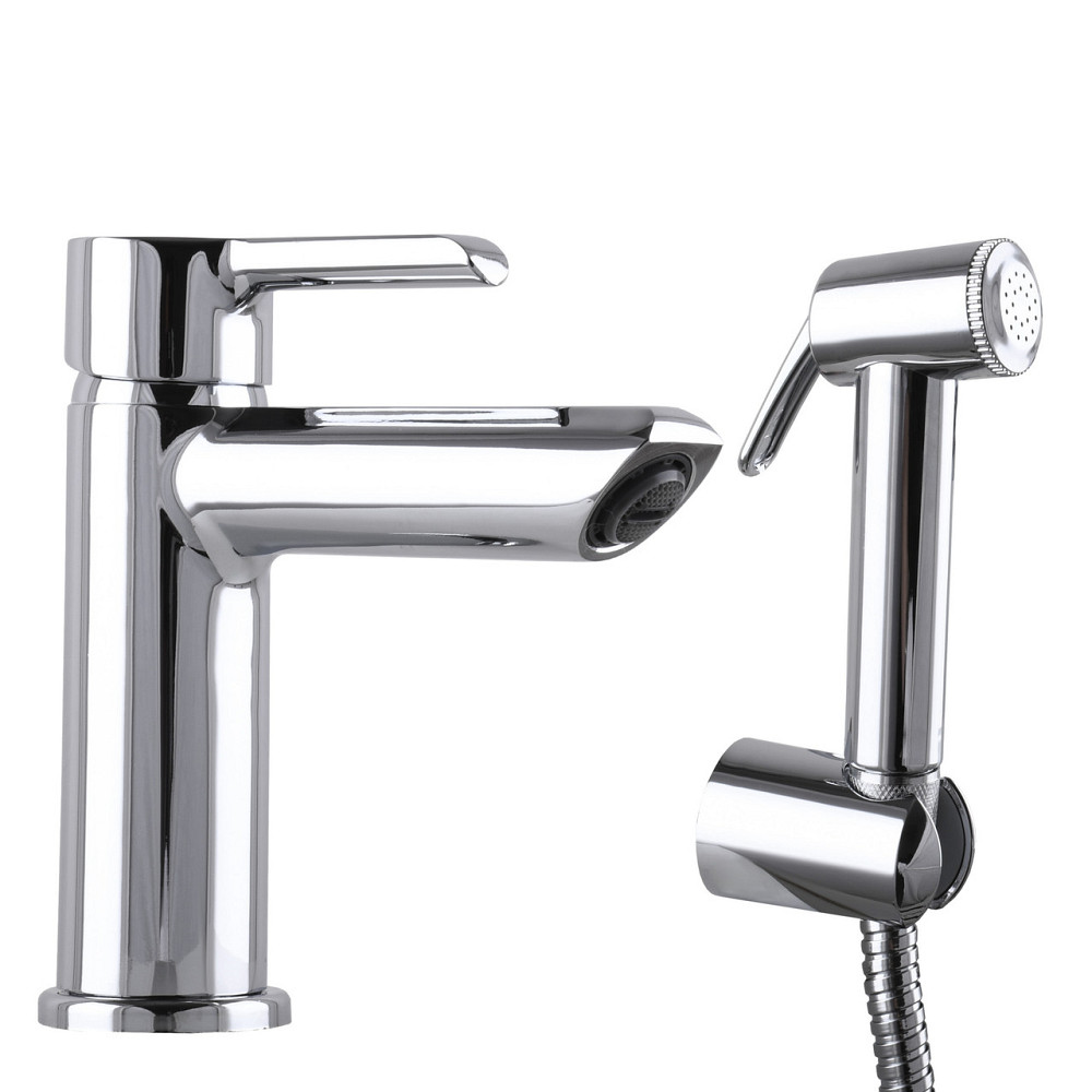 Змішувач для умивальника DOMINO PRESTIGE DPS-222 з гігієничною лійкою, шланг 200 см, на гайці (000020484) Київ - фото 1