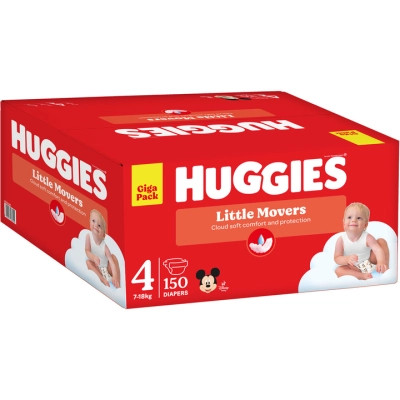 Подгузники Huggies Little Movers 4 (7-18 кг) M-pack, 150 шт (5029053583402) Винница - изображение 8