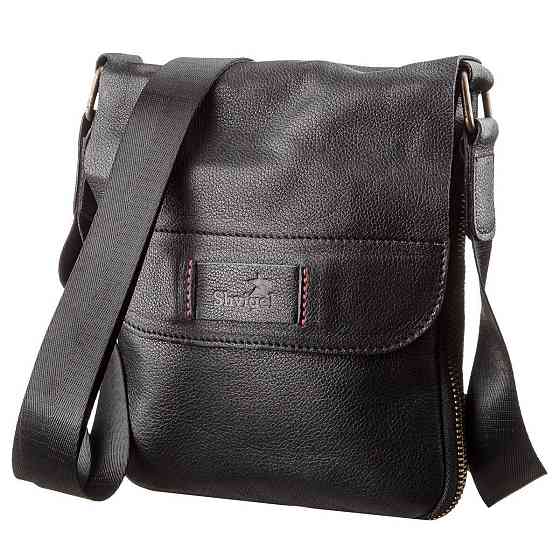 Чоловіча шкіряна сумка месенджер SHVIGEL 19113 Чорна Київ
