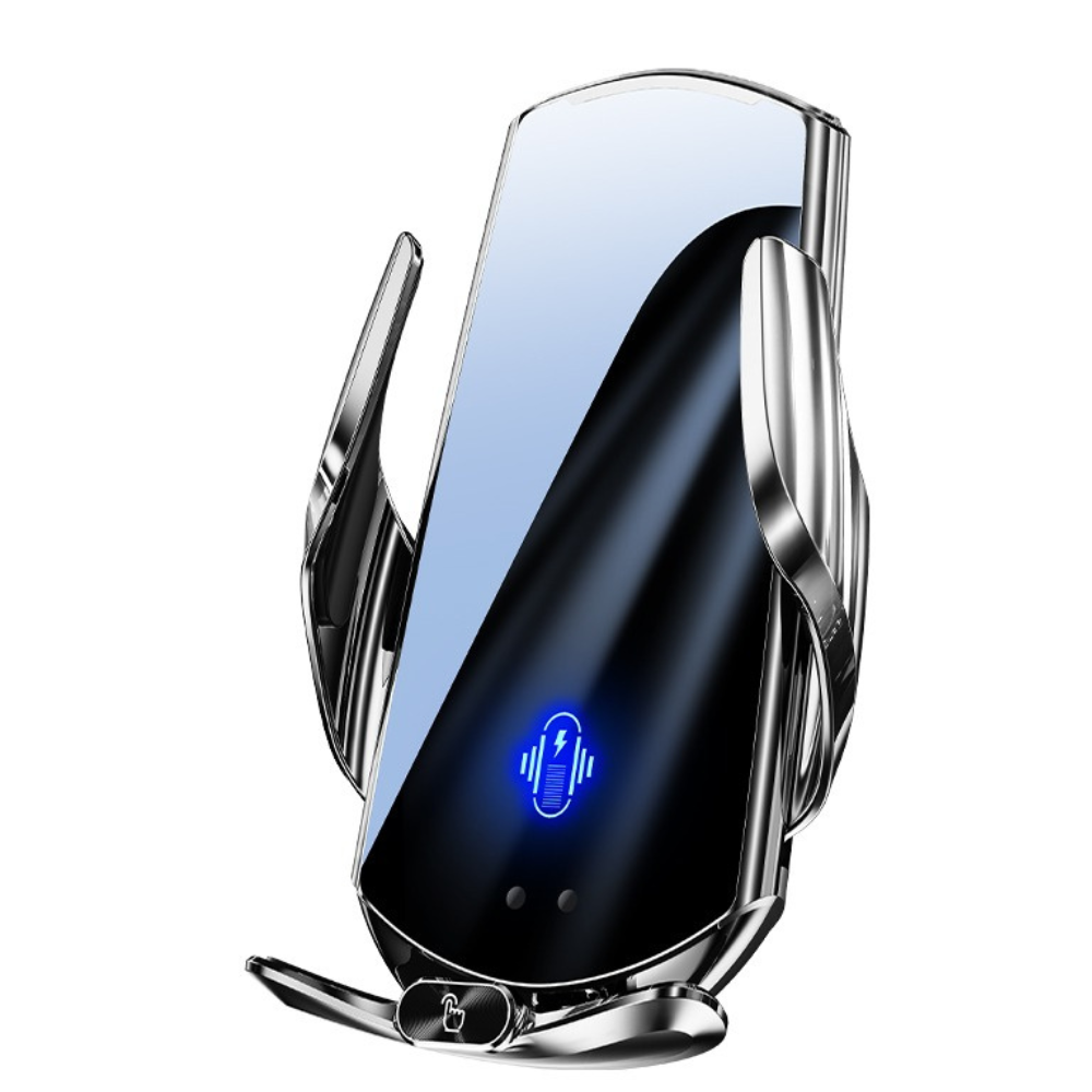 Тримач для телефону, автомобільний з бездротовою магнітною зарядкою 15w Type-C, Micro, Lightning, сріблястий Кам'янець-Подільський - фото 2