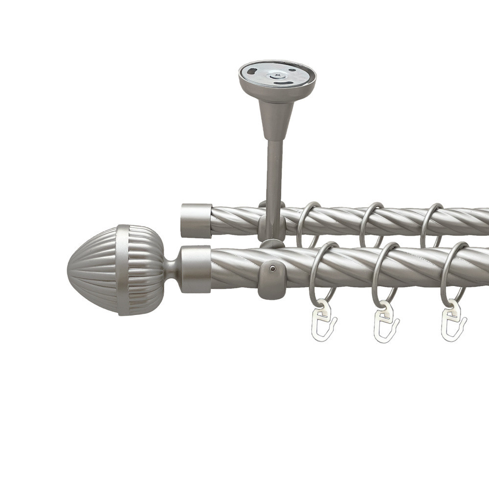 Карниз Orvit Одеон металевий дворядний відкритий до стелі скручена труба кільце металеве Сатин 25\19 мм 240 см Львов - изображение 1