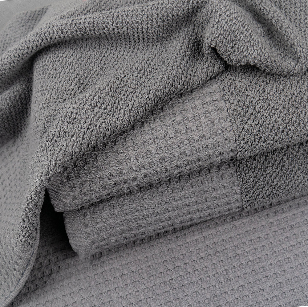 Комплект махрових рушників Вафельний Бордюр 3шт GM Textile 50х90см, 50х90см, 70х140см 500г/м2 (Сірий) Суми - фото 7