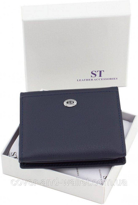 Черный маленький кошелек из натуральной кожи c большой монетницей ST Leather Киев - изображение 7