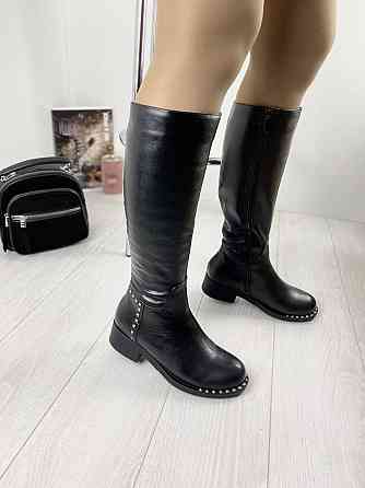Чоботи жіночі D and V чорні натуральна шкіра зимові высота 39см размер 37 (2596) Коломыя