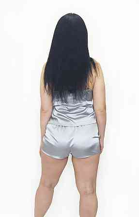 Пижама женская шелковая с шортами Серый XL Харьков
