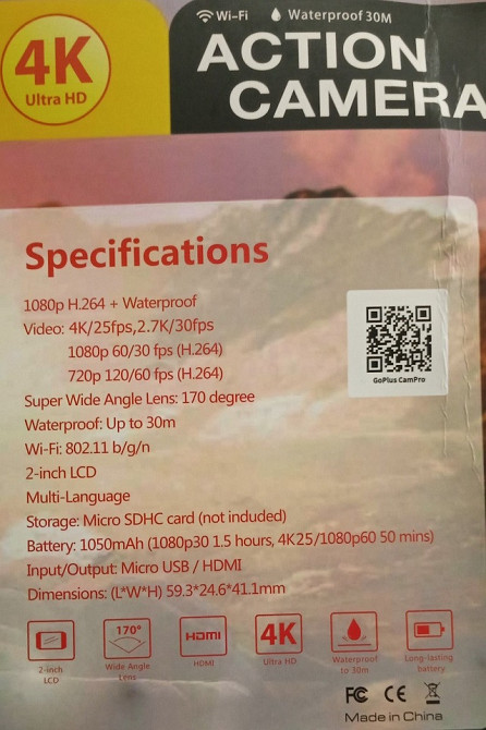 Екшн-камера Action Camera 4K Wi-Fi, 3969 Дніпро - фото 2