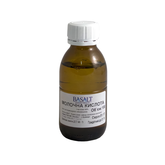 Кислота молочна 40% флакон 100 мл, Базальт Вінниця