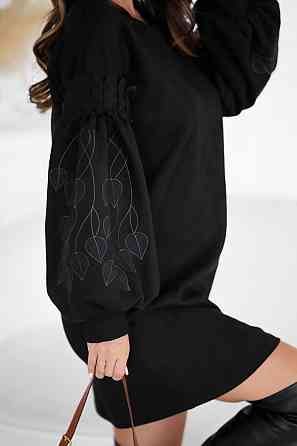 Женское замшевое платье с вышивкой 50-52, Чорний Одеса