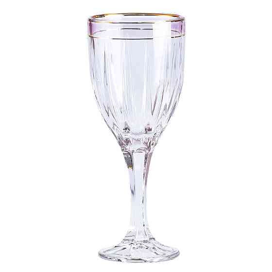 Келихи для вина із золотою облямівкою 6 шт по 250 мл Рожевий HP548 Коломия