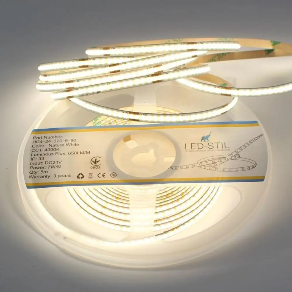 LED-STIL Світлодіодна стрічка LED-STIL 4000K 7 Вт/м COB 320 діодів IP33 24 Вольта 650 Lm нейтра Коломыя - изображение 1