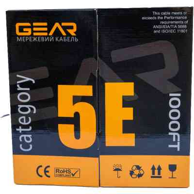 Кабель сетевой GEAR FTP 305м, cat.5e, CCA(25%), 4*2*0,51, PVC, indoor, blue (GEC-FTPCCA25051305) Винница
