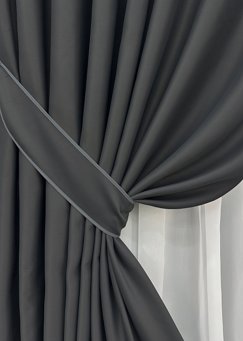 Комплект готовых штор VR-Textil Bagema Rvs № 1894ш Графитовый 150х270 см 2 шт (33-0944) Киев - изображение 5