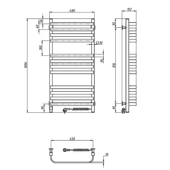 Рушникосушарка електрична Navin Stugna 480х1000 Sensor біла Київ