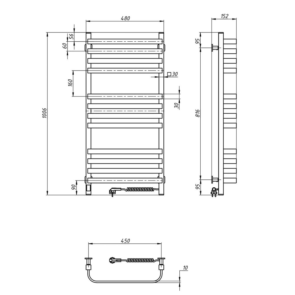 Полотенцесушитель электрический Navin Stugna 480х1000 Sensor с таймером белый Киев - изображение 6