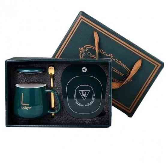 Чашка керамічна на підставці з підігрівом у подарунковій упаковці, в комплекті ложка та кабель для заряджання Одеса