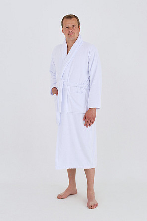 Мужской махровый халат Ideal Textile белый (56860706) L Черновцы - изображение 1