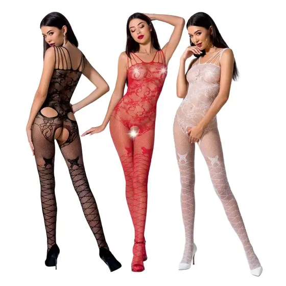 Ажурний бодістокінг з інтимними вирізами Passion BS076 red Львов