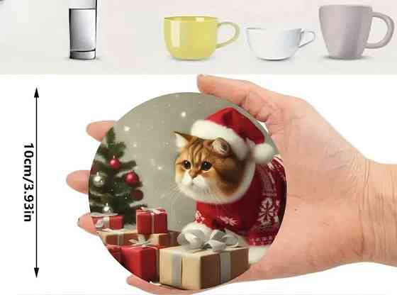 Комплект різдвяних підставок під чашки 6 шт №6 Смела