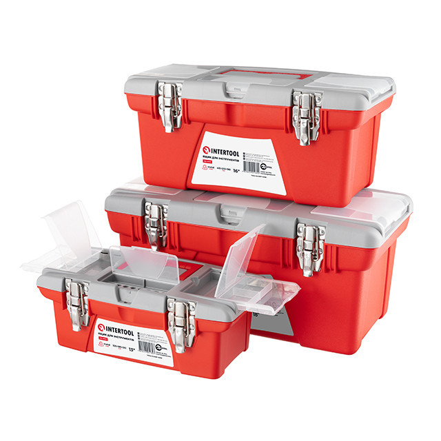 Комплект ящиків для інструментів з метал. замками, 3 шт. (BX-0513 13", BX-0516 16", BX-0518 18") INTERTOOL BX-0503 Київ - фото 2