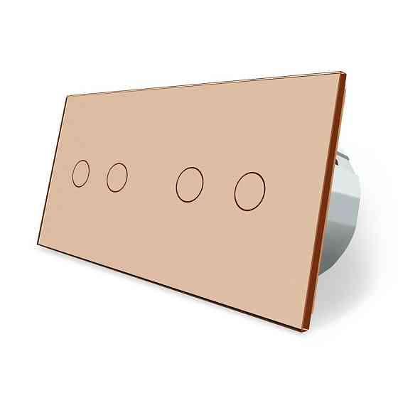 Розумний сенсорний ZigBee вимикач 4 сенсора (2-2) Livolo золото скло (VL-C702Z/C702Z-13) Коломыя