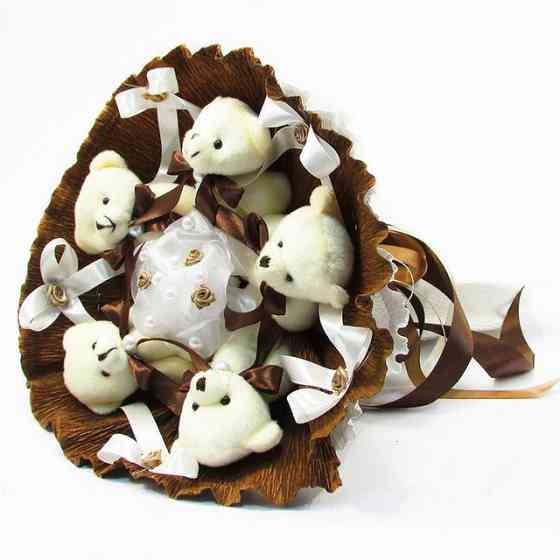 Букет из мягких игрушек 5 мишек 5287IT коричневый Винница