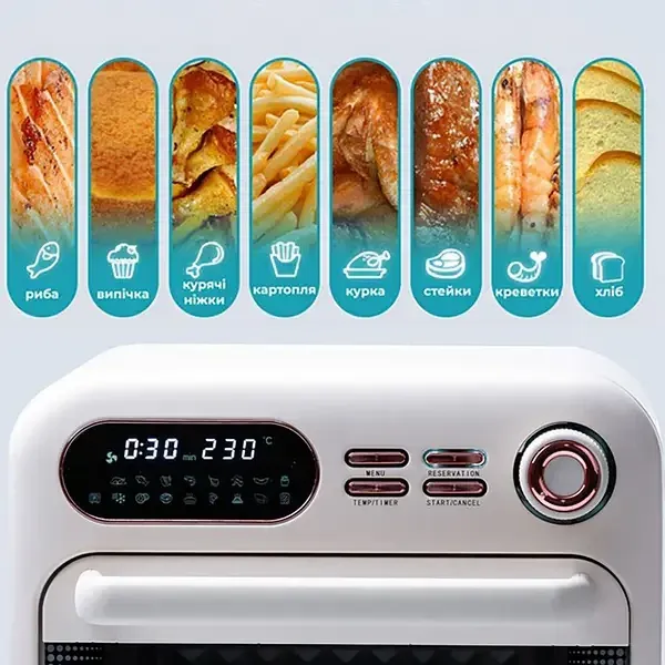 Аэрофритюр с духовкой SK-10003 1800–2000Вт, таймер 60 мин, температура 80–230°C, антипригарное покрытие Одесса - изображение 8
