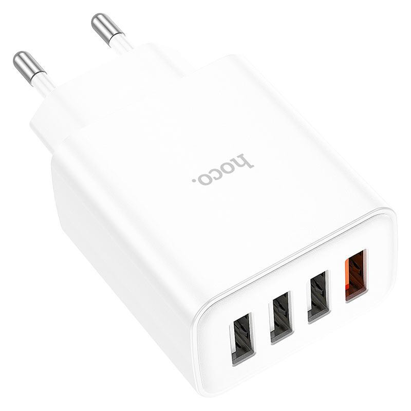 Мережевий зарядний пристрій HOCO C102A Fuerza QC3.0 four-port charger 18W White Київ - фото 6