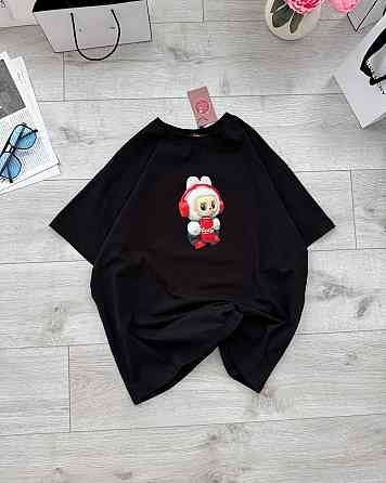 Женская повседневная оверсайз футболка LaBuBU турецкий кулир Черный 2 Одесса