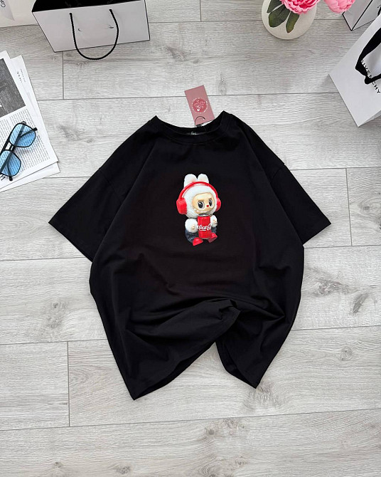 Жіноча повсякденна футболка оверсайз LaBuBU турецький кулір Чорний 2 Одеса - фото 1