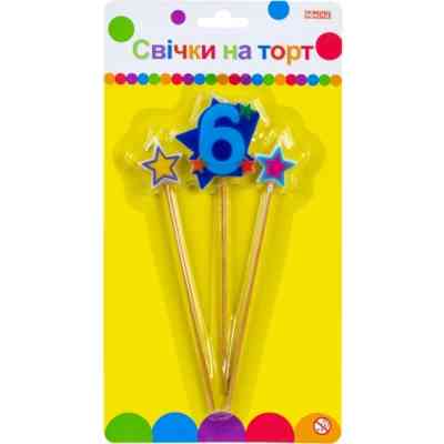 Свічка Maxi Stars "6" висотою 4,5 см, 3 шт. (MX620080-6) Вінниця