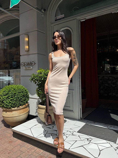 Жіноче базове літнє плаття турецький рубчик Бежевий, 46/48 Одеса - фото 3