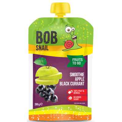 Детское пюре Bob Snail Улитка Боб Смузи Яблоко-Черная Смородина 200 г (4820219347019) Винница