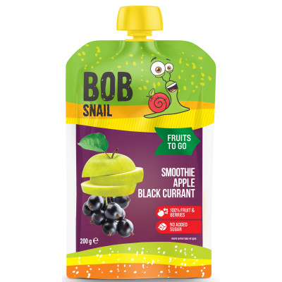 Детское пюре Bob Snail Улитка Боб Смузи Яблоко-Черная Смородина 200 г (4820219347019) Винница - изображение 1