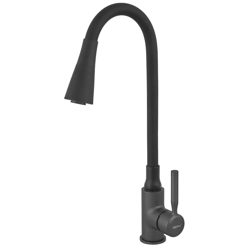 Змішувач для кухні Zerix Atrium-011-T Graphite Refl.Black (Колір графіт+силіконовий вилив чорний) (ZX6106) ( 16205 ) Харьков - изображение 8